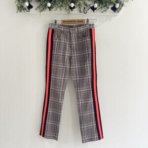 Mother The Insider Ankle Pants Plum Plaid Neon Stripe CP Size 25